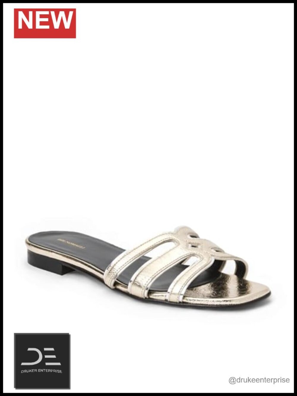 Leather Square Toe Sandals with Block Heel Slip On